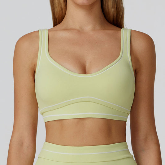 Contrast Color Brushed Yoga Bra Advanced Sense U Shaped Beauty Back Exercise Underwear Running Fitness Yoga Wear