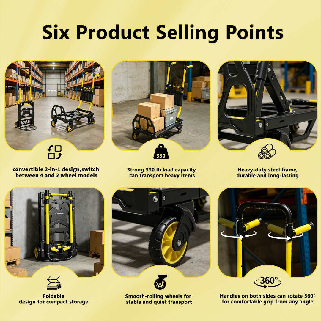 330lb 2-in-1 Folding Hand Truck Dolly