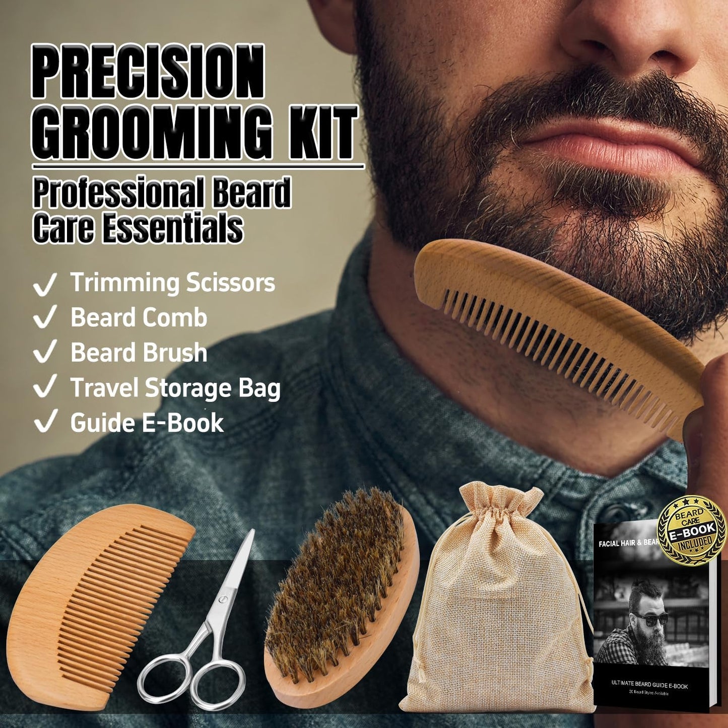 XIKEZAN Beard Kit for Men Grooming & Care W/Beard Conditioner, Wash, Oil, Balm, Brush, Comb,Birthday Fathers Valentines Gifts for Men Him Dad Husband Boyfriend Christmas Gifts Mens Stocking Stuffers