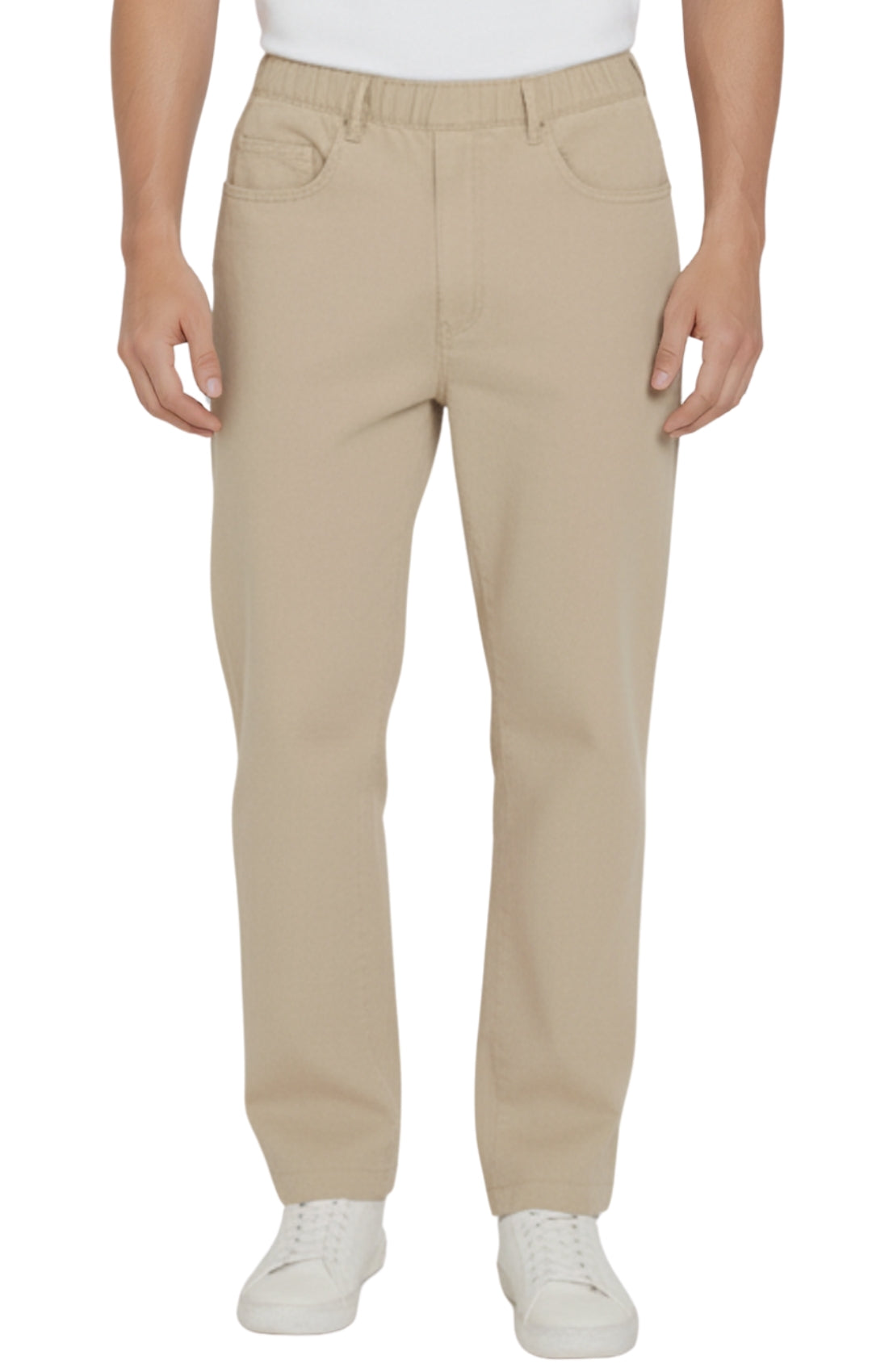 Men's Lightweight Casual Elastic Waist Pull-On Jeans – Denim & Twill Pants with Easy Fit