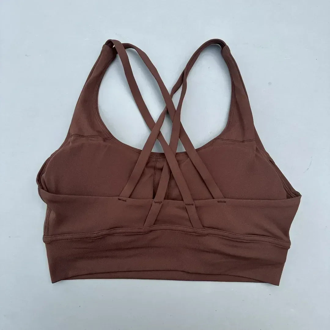 Solid Color Women Cross  Fitness sport Bra soft high strength Tight Top Comprehensive Training Gym Yoga Underwear With Chest Pad