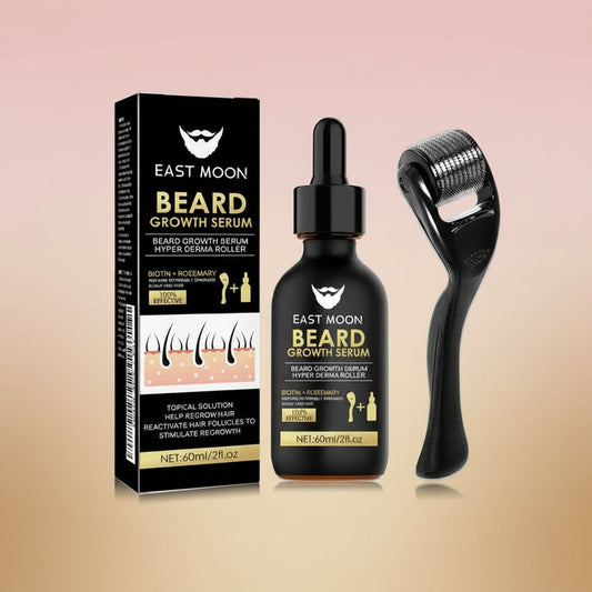 Beard Growth Serum & Derma Roller Kit, Beard Care Nutritional Oil, Making Beards Thicker and More Shiny, Daily Beard Care Products for Men