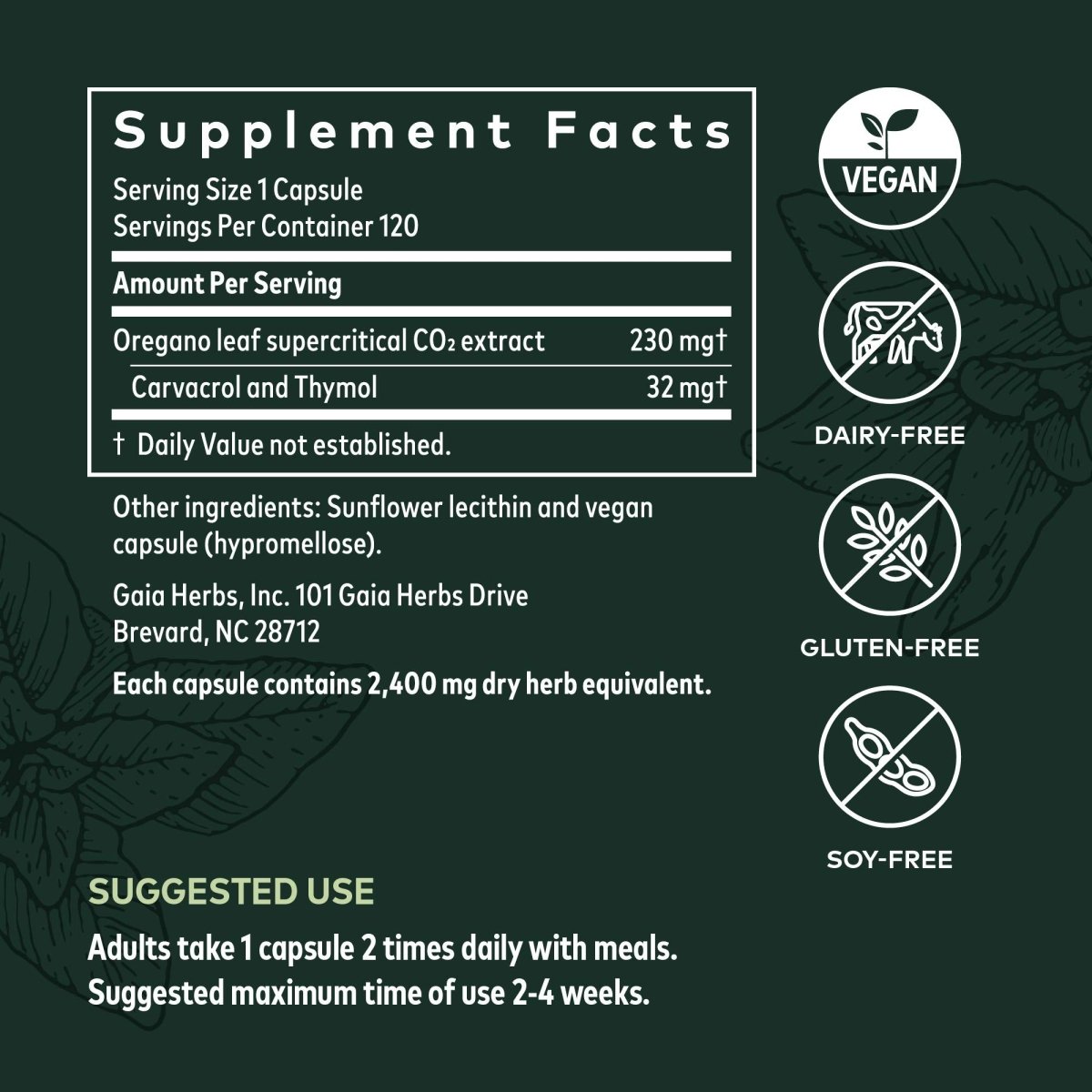 Gaia Herbs Oil of Oregano Vegan Liquid Capsules - 120 Count
