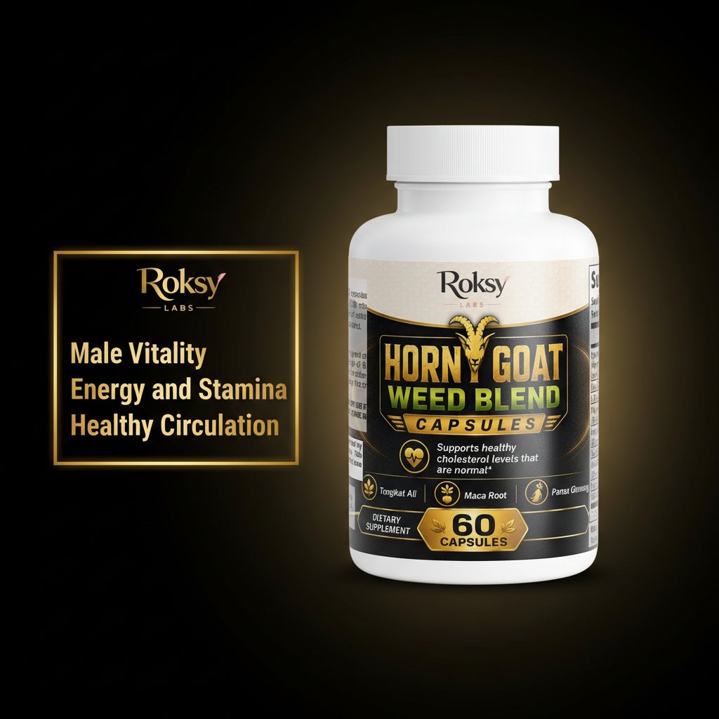Horny Goat Weed Blend | Epimedium Tongkat Ali Maca Root Panax Ginseng L-Arginine | Male Vitality Energy and Stamina | 60 Capsules