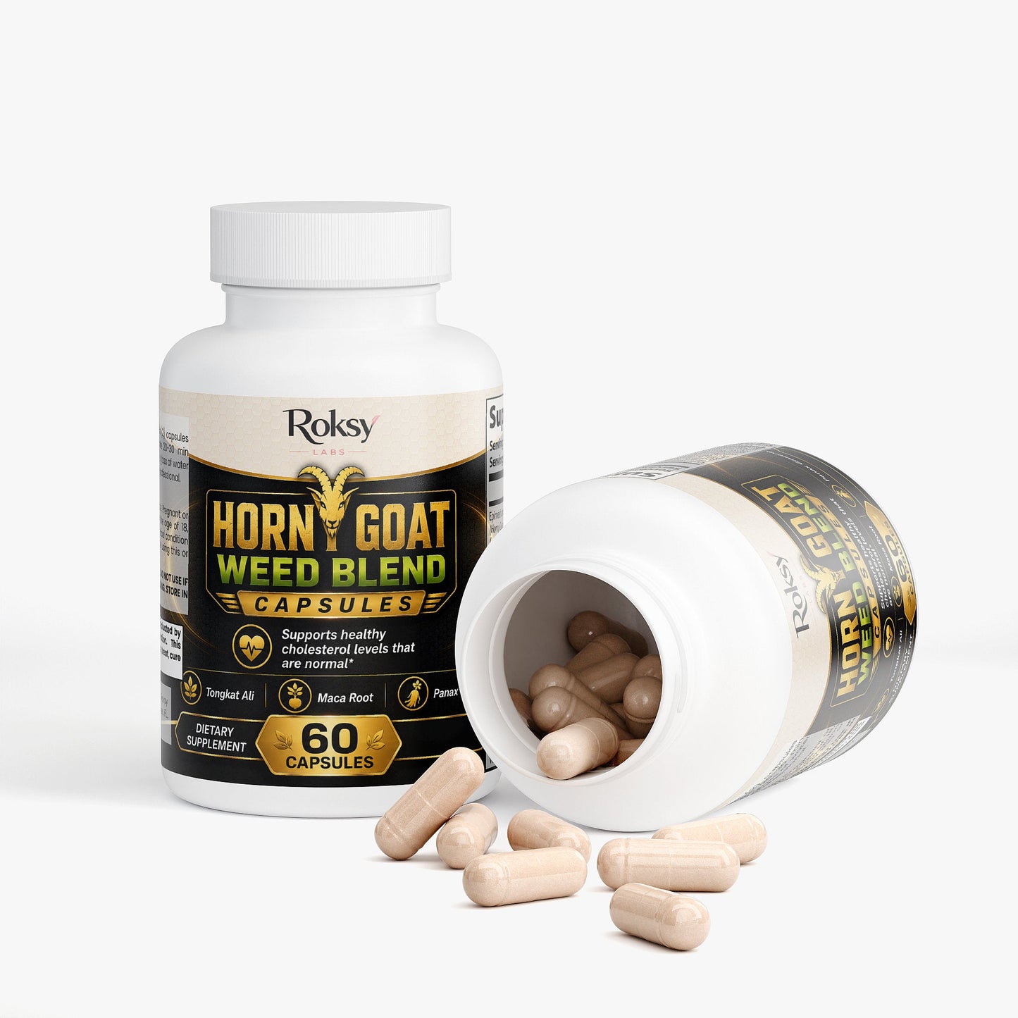 Horny Goat Weed Blend | Epimedium Tongkat Ali Maca Root Panax Ginseng L-Arginine | Male Vitality Energy and Stamina | 60 Capsules