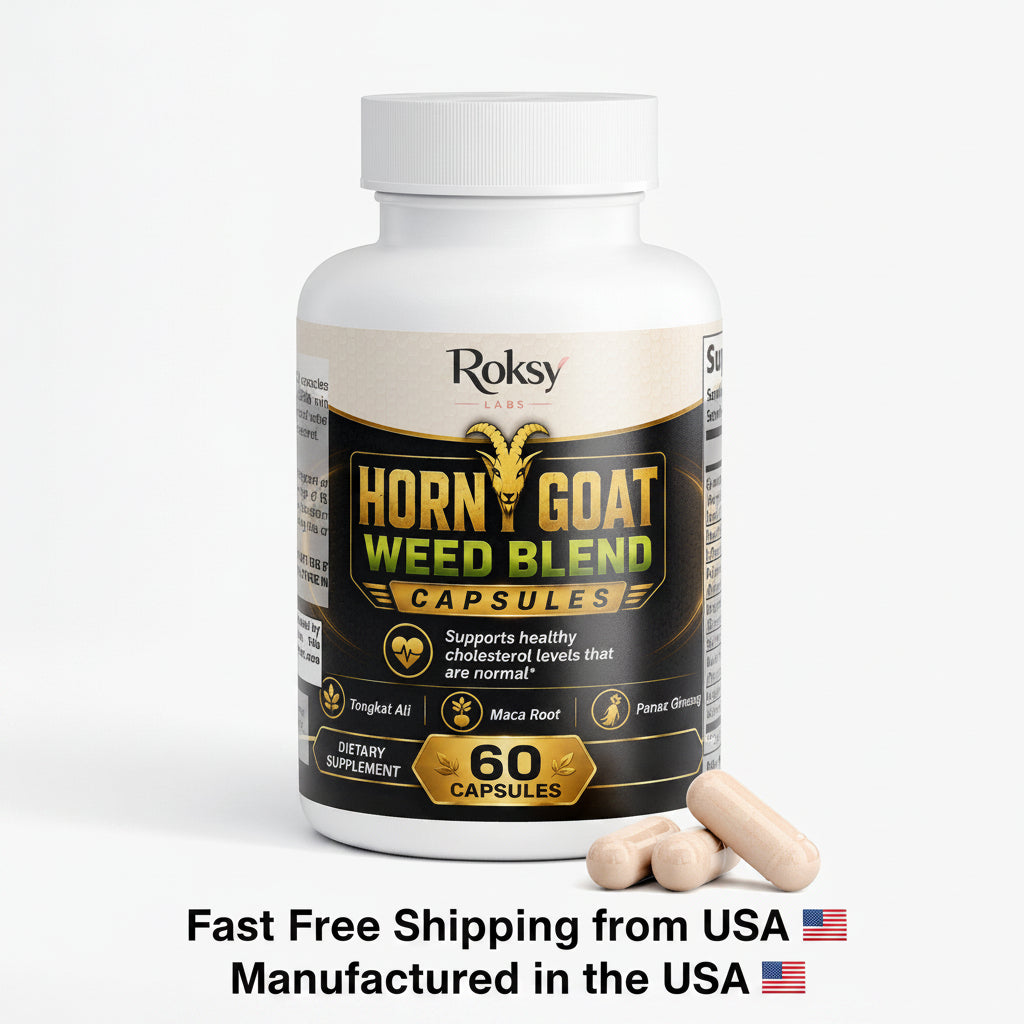 Horny Goat Weed Blend | Epimedium Tongkat Ali Maca Root Panax Ginseng L-Arginine | Male Vitality Energy and Stamina | 60 Capsules