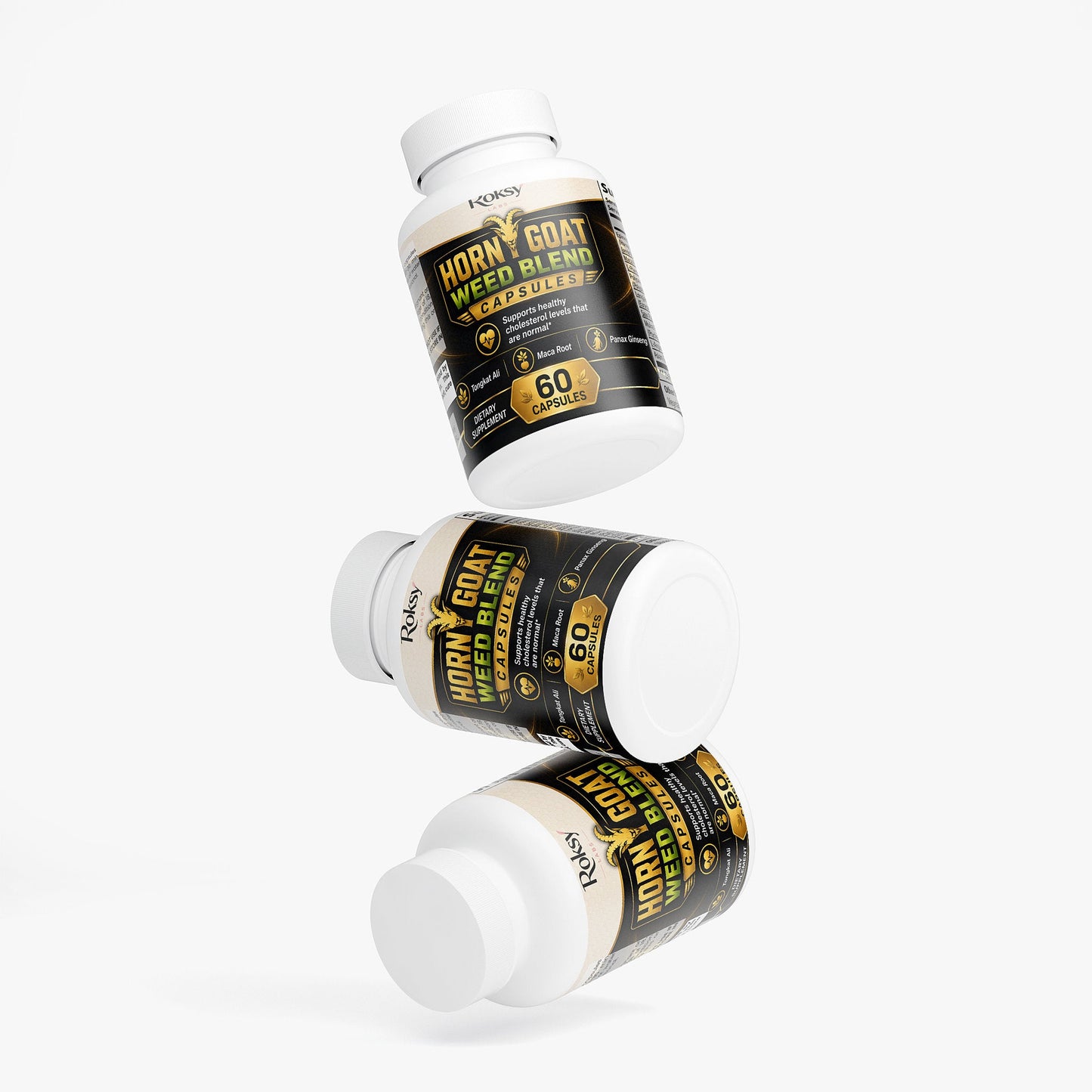Horny Goat Weed Blend | Epimedium Tongkat Ali Maca Root Panax Ginseng L-Arginine | Male Vitality Energy and Stamina | 60 Capsules